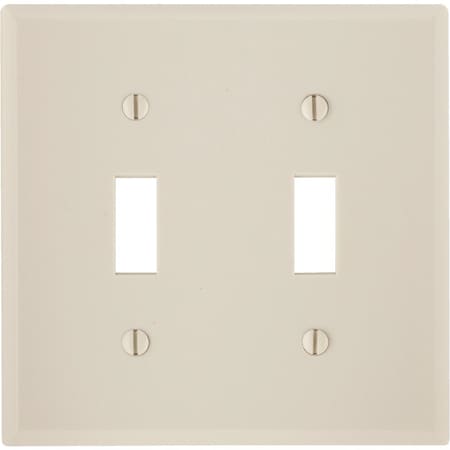 Leviton 2-Gang Plastic Toggle Switch Wall Plate, Light Almond 000-78009